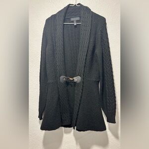 H by Halston Black Cable Knit Cardigan